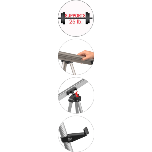 slide 2 of 2, Office Depot Brand Presentation Easel, Silver with Chart Holder, 35 1/2 in x 65 in