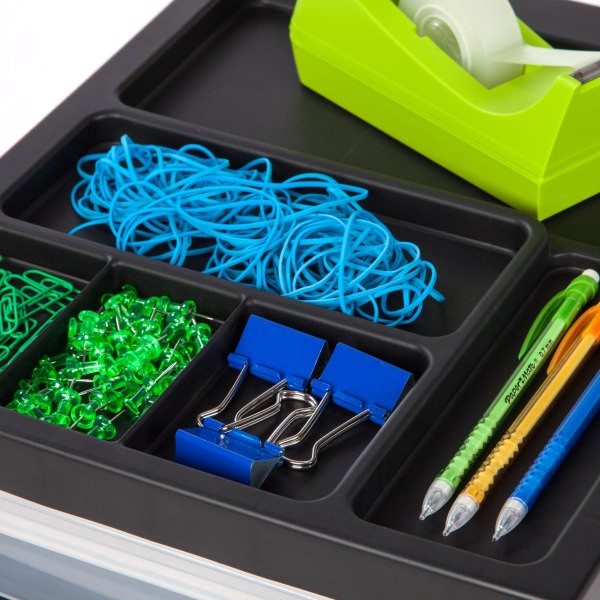 slide 2 of 3, Office Depot Brand Plastic Storage Cart, 6 Drawers, Black, 26 7/16 in x 12 1/16 in x 14 1/4 in