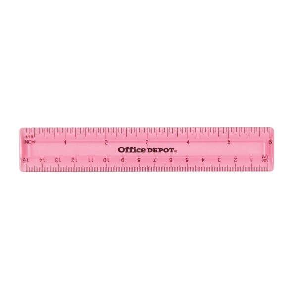 slide 4 of 4, Office Depot Brand Plastic Ruler, 6'', Assorted Colors (No Color Choice), 1 ct