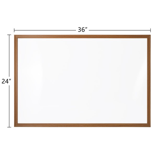 slide 3 of 5, FORAY Dry-Erase Board with Oak Frame, White Board, Oak Frame, 24 in x 36 in