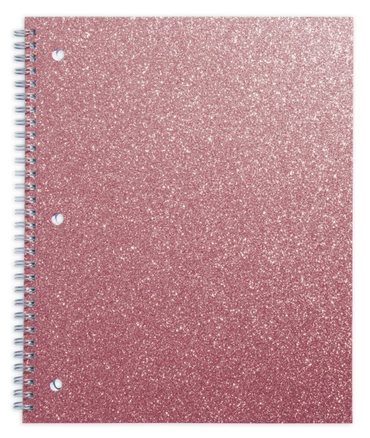 slide 3 of 4, Office Depot Brand Glitter 3-Hole-Punched Notebook, 8'' X 10 1/2'', Wide Ruled, 160 Pages (80 Sheets), Assorted Colors, 80 ct