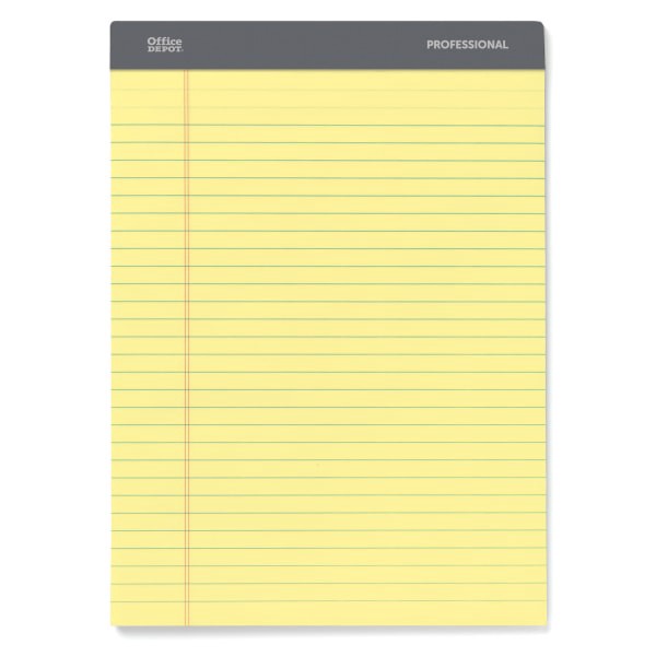 slide 5 of 6, Office Depot Professional Legal Pad, Legal Ruled Canary, 8 pk; 50 ct; 8 1/2 in x 11 3/4 in