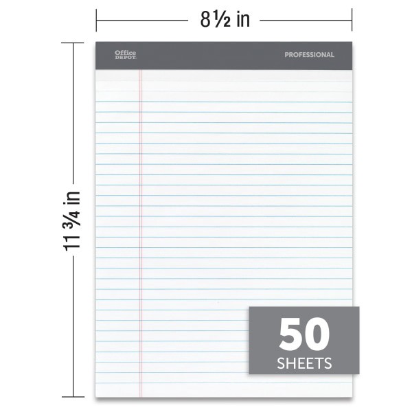 slide 2 of 6, Office Depot Professional Legal Pad, Legal Ruled, White, 8 pk; 50 ct; 8 1/2 in x 11 3/4 in