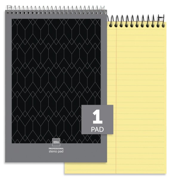 slide 2 of 5, Office Depot Brand Professional Steno Book, Gregg Ruled, Canary, 100 ct; 6 in x 9 in