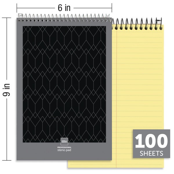slide 4 of 5, Office Depot Brand Professional Steno Book, Gregg Ruled, Canary, 100 ct; 6 in x 9 in