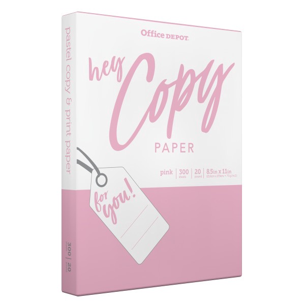 slide 2 of 3, Office Depot School Copy Paper, Letter Size, Pink, 300 ct; 8 1/2 in x 11 in; 20 lb