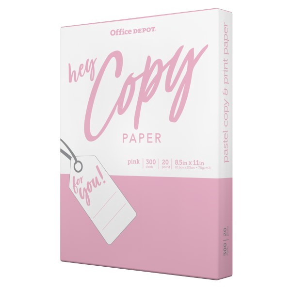 slide 3 of 3, Office Depot School Copy Paper, Letter Size, Pink, 300 ct; 8 1/2 in x 11 in; 20 lb