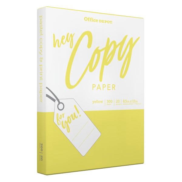 slide 2 of 3, Office Depot School Copy Paper, Letter Size, Yellow, 300 ct; 8 1/2 in x 11 in; 20 lb