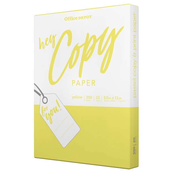 slide 3 of 3, Office Depot School Copy Paper, Letter Size, Yellow, 300 ct; 8 1/2 in x 11 in; 20 lb