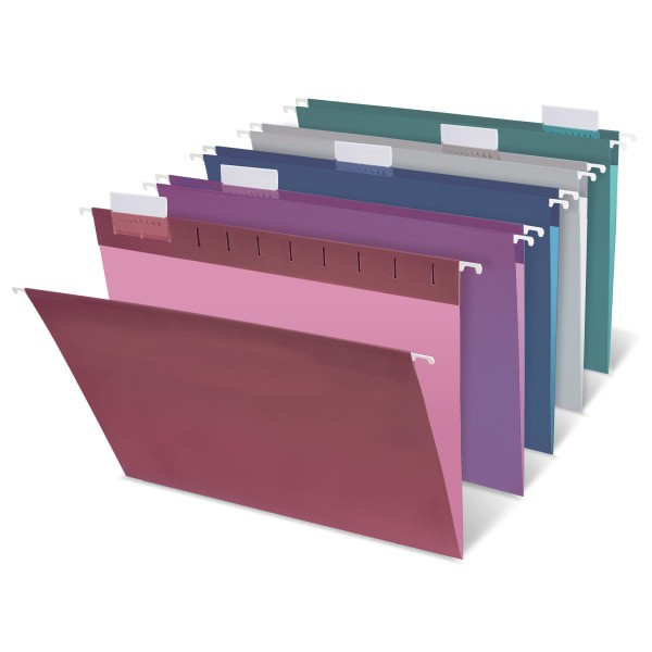slide 2 of 3, Office Depot Brand 2-Tone Hanging File Folders, 1/5 Cut, 8 1/2'' X 11'', Letter Size, Assorted Colors, Box Of 25 Folders, 25 ct