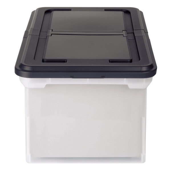 slide 3 of 3, Office Depot Brand Stackable File Tote Box, Letter Size - Clear/Black, 10 7/10 in x 22 4/5 in x 13 7/10 in