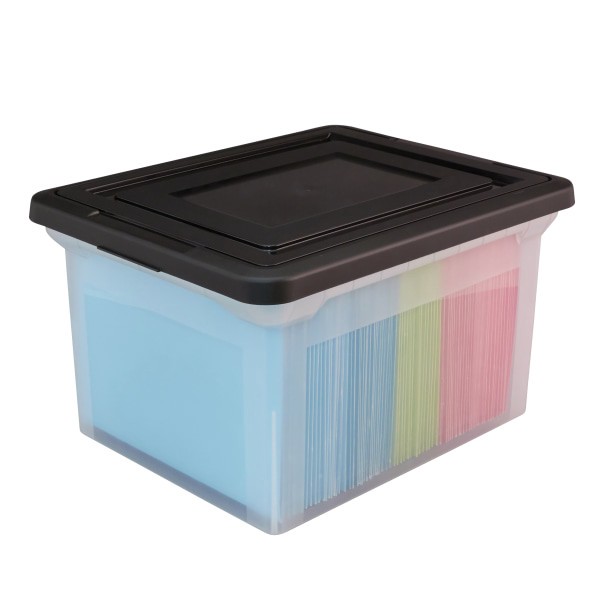 slide 3 of 4, Office Depot Brand Letter And Legal File Tote, Clear/Black, 18 in x 14 1/4 in x 10 7/8 in