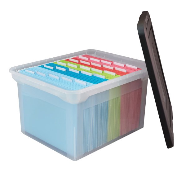 slide 2 of 4, Office Depot Brand Letter And Legal File Tote, Clear/Black, 18 in x 14 1/4 in x 10 7/8 in