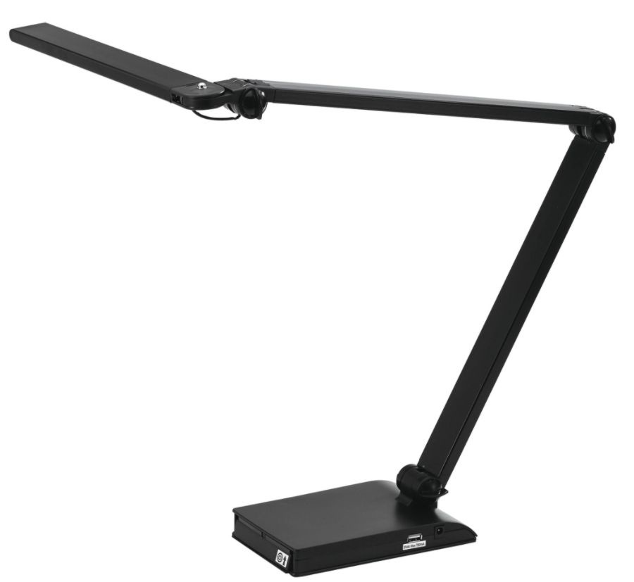 slide 2 of 6, Realspace Extendable Z-Bar Led Task Lamp With Usb Charging Port, 25''H, Black, 1 ct