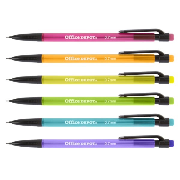 slide 2 of 8, Office Depot Mechanical Pencils, Hb, 0.7 Mm, Assorted Barrel Colors, Pack Of 6, 6 ct
