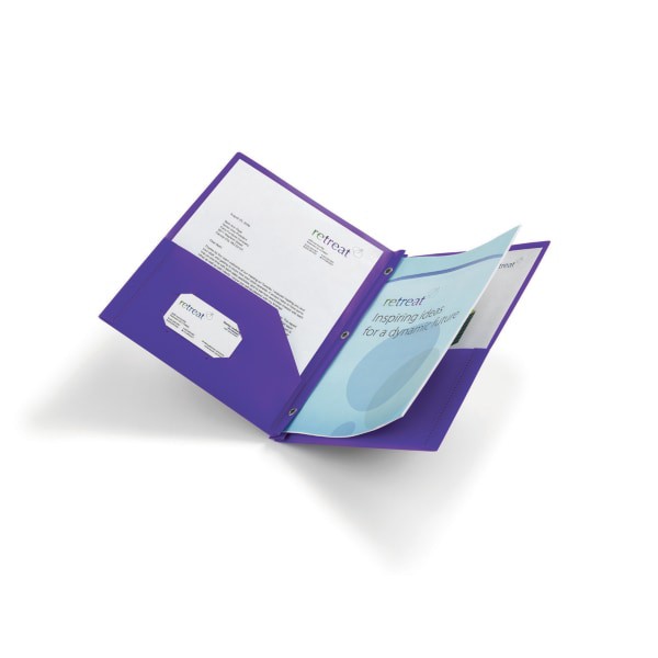 slide 2 of 2, Office Depot Brand 2-Pocket School-Grade Poly Folder With Prongs, Letter Size, Purple, 1 ct