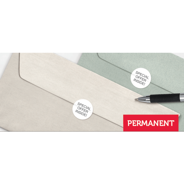 slide 2 of 2, Office Depot Brand Permanent Mailing Seals, 1'' Diameter, White, Pack Of 600, 600 ct