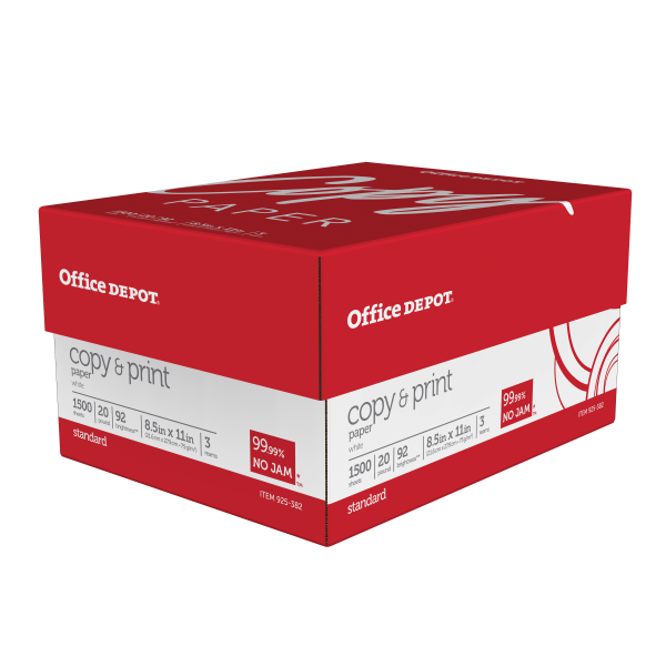 slide 3 of 3, Office Depot Copy And Print Paper, Letter Size (8 1/2'' X 11''), Bright White, Ream Of 500 Sheets, Case Of 3 Reams, 500 ct