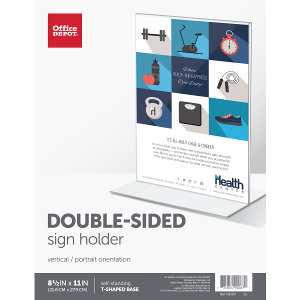 slide 4 of 8, Office Depot Brand Stand-Up Sign Holder, Vertical, 11 in x 8 1/2 in