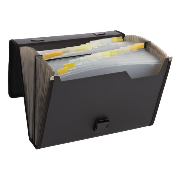 slide 2 of 2, Office Depot Brand Poly 26-Pocket File, Letter Size, Black, 1 ct
