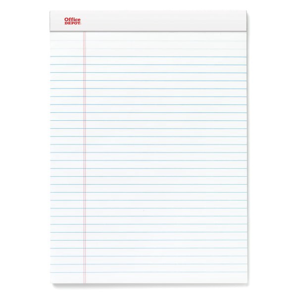 slide 4 of 6, Office Depot Brand Perforated Writing Pads, Legal Ruled, White, 12 pk; 50 ct; 8 1/2 in x 11 3/4 in