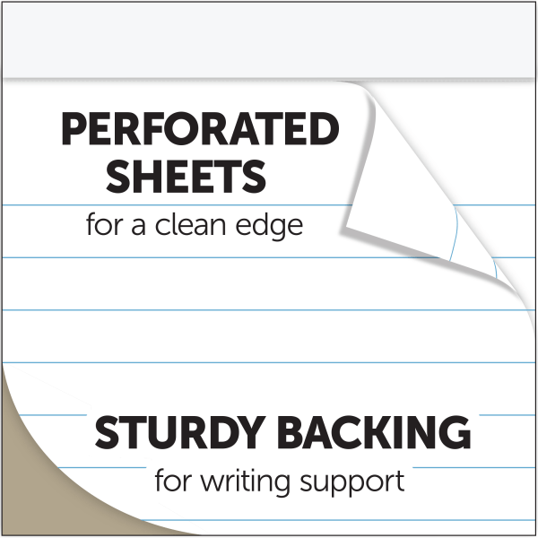 slide 5 of 6, Office Depot Brand Perforated Writing Pads, Legal Ruled, White, 12 pk; 50 ct; 8 1/2 in x 11 3/4 in