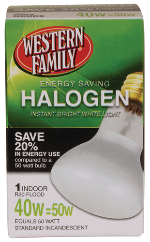 slide 1 of 1, Western Family 40 Watt Halogen Indoor Floo, 1 ct