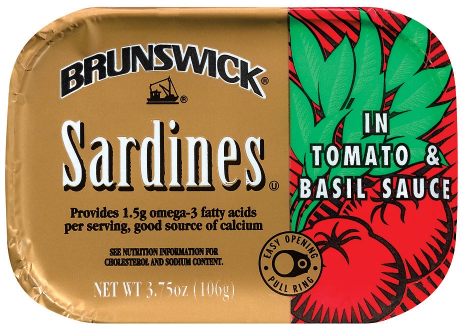 slide 1 of 1, Brunswick Sardines in Tomato and Basil Sauce, 3.75 oz