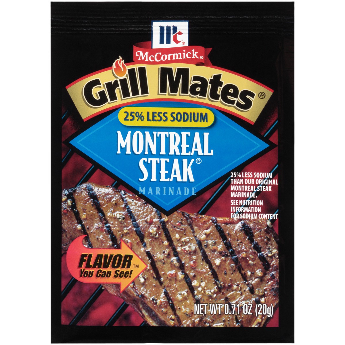 slide 1 of 8, McCormick Grill Mates 25% Less Sodium Montreal Steak Marinade, 0.71 oz, 0.71 oz