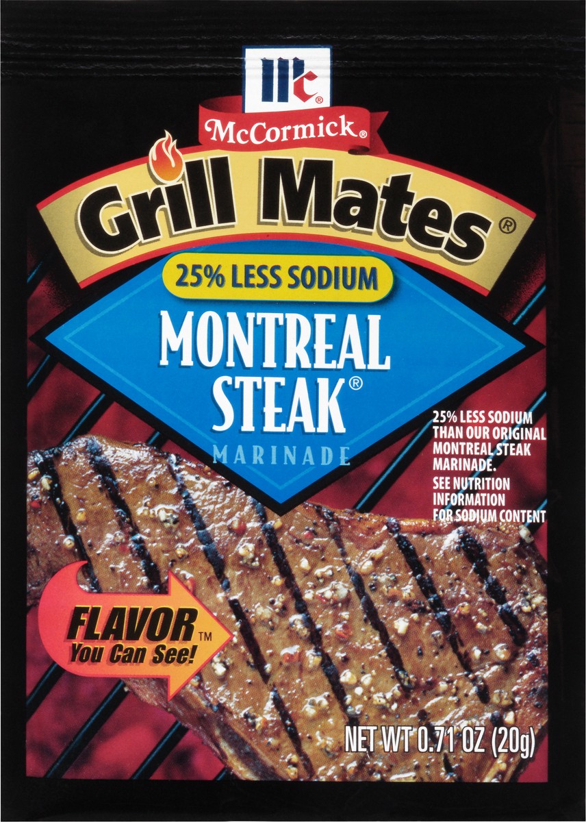 slide 2 of 8, McCormick Grill Mates 25% Less Sodium Montreal Steak Marinade, 0.71 oz, 0.71 oz