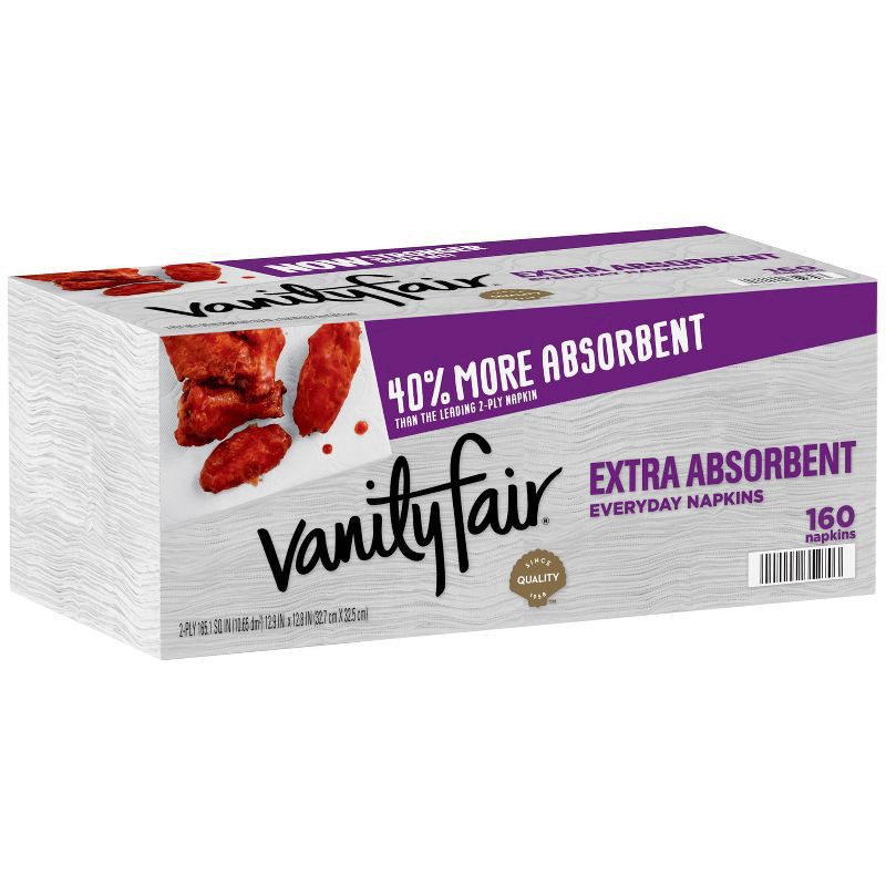 slide 3 of 8, Vanity Fair Extra Absorbent Disposable White Paper Napkins, 160 ct
