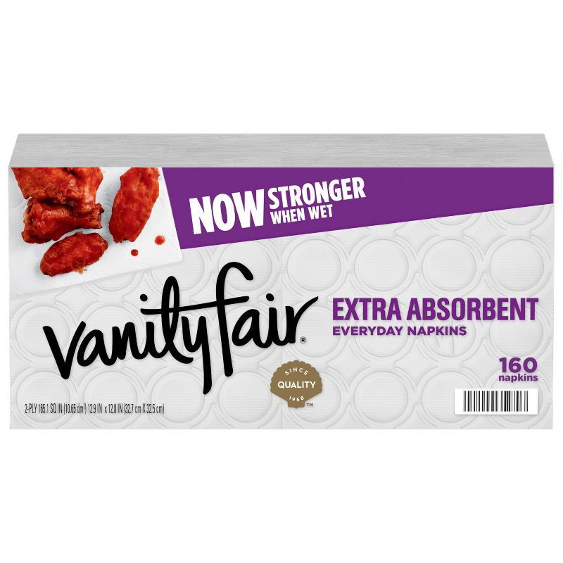 slide 1 of 8, Vanity Fair Extra Absorbent Disposable White Paper Napkins, 160 ct