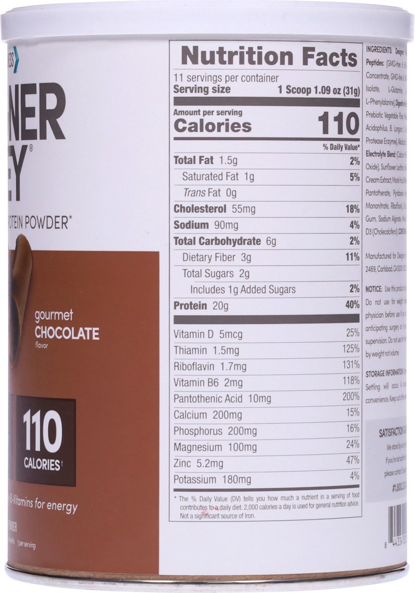 slide 3 of 9, Designer Wellness Designer Whey Gourmet Chocolate Protein Powder - 12 oz, 12 oz