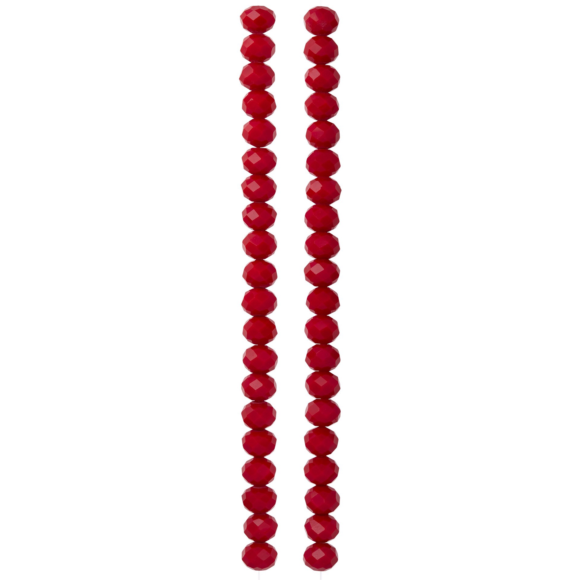 slide 2 of 3, Red Faceted Glass Rondelle Beads, 8mm By Bead Landing, 8mm