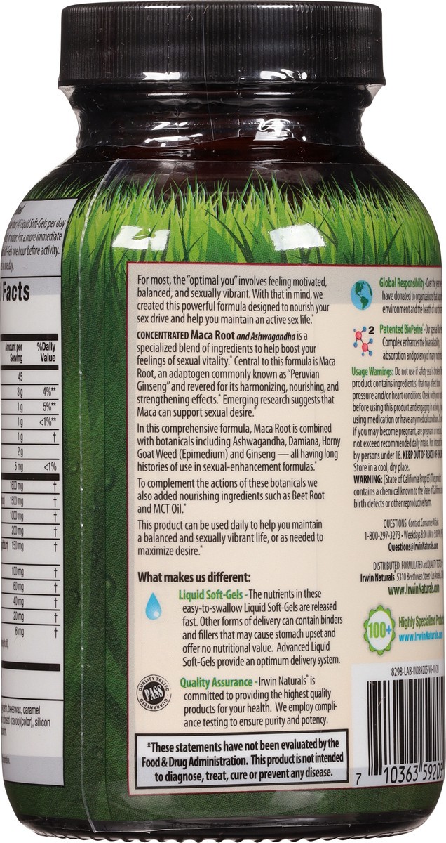 slide 6 of 12, Irwin Naturals Concentrated Maca Root and Ashwagandha 75 Soft-Gels, 75 ct