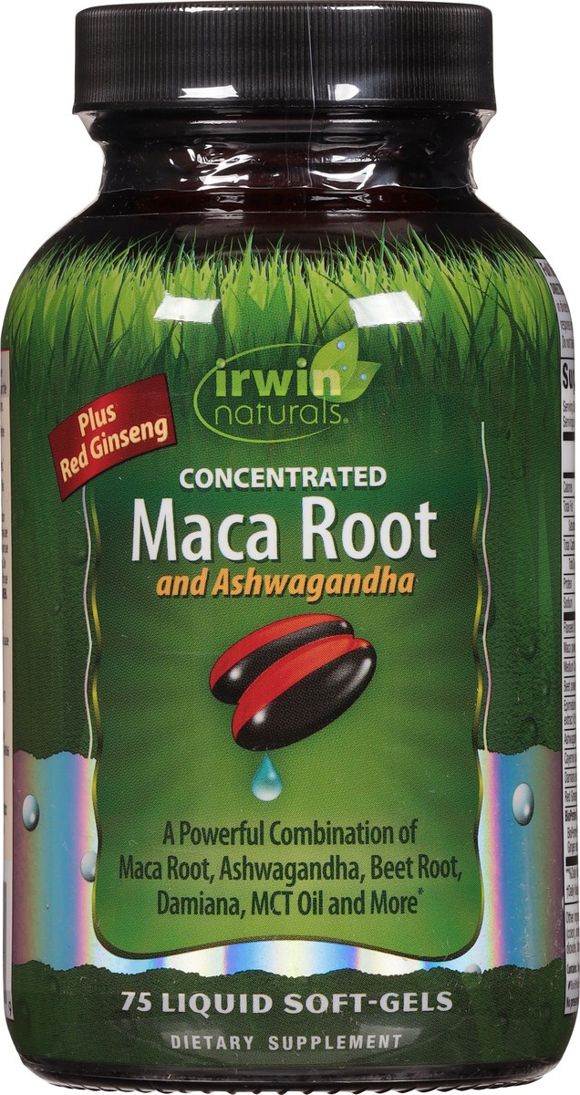 slide 12 of 12, Irwin Naturals Concentrated Maca Root and Ashwagandha 75 Soft-Gels, 75 ct