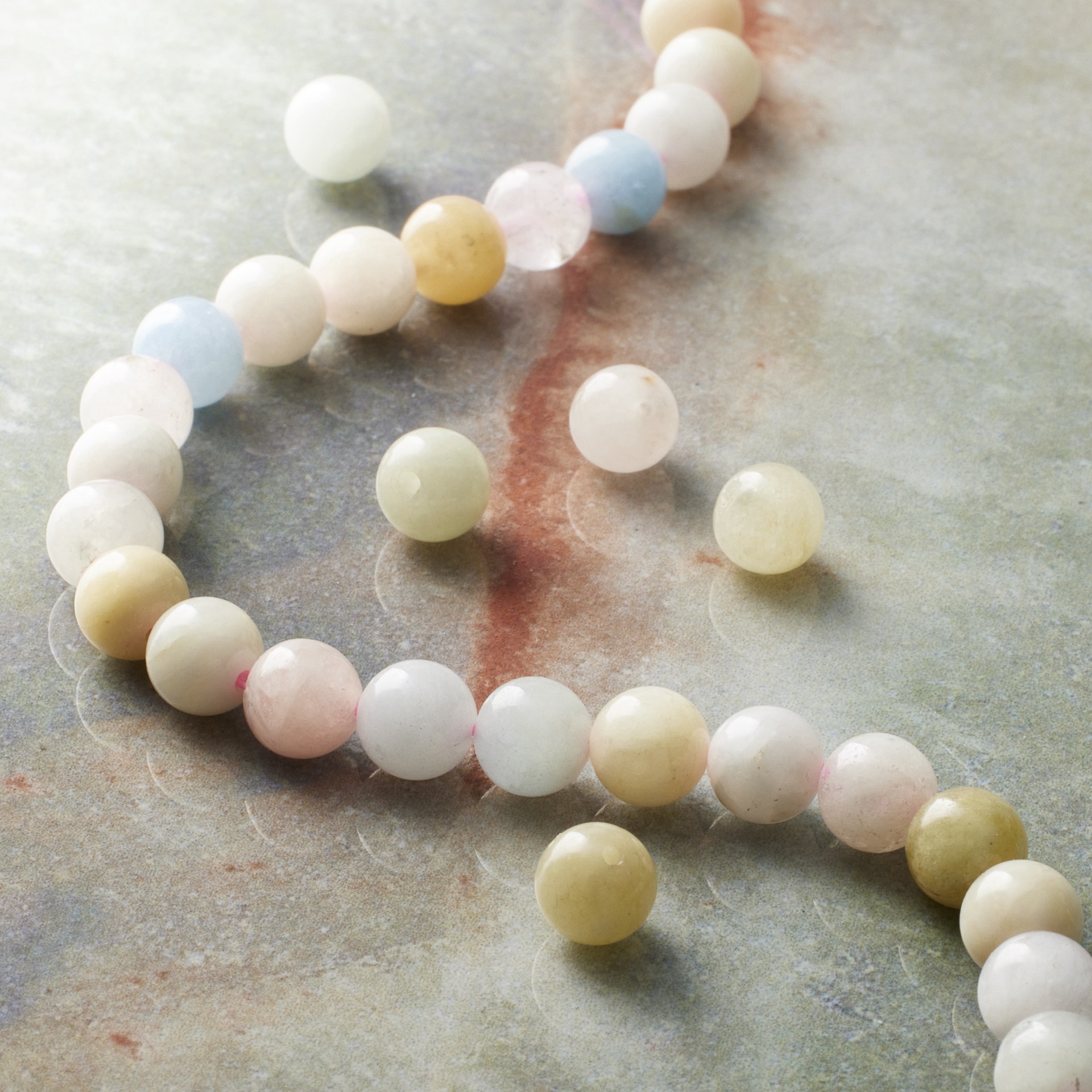 slide 2 of 3, Multicolor Morganite Round Beads, 6mm By Bead Landing, 6 mm