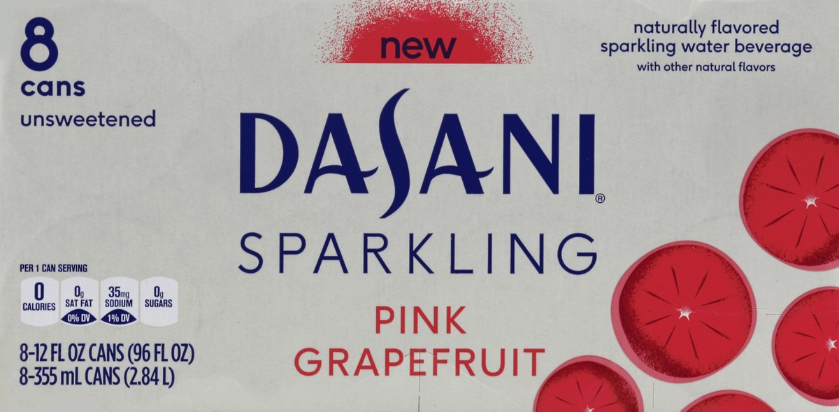 slide 4 of 6, DASANI Sparkling Water Pink Grapefruit Zero Calories, 12 fl oz, 8 Pack, 96 fl oz