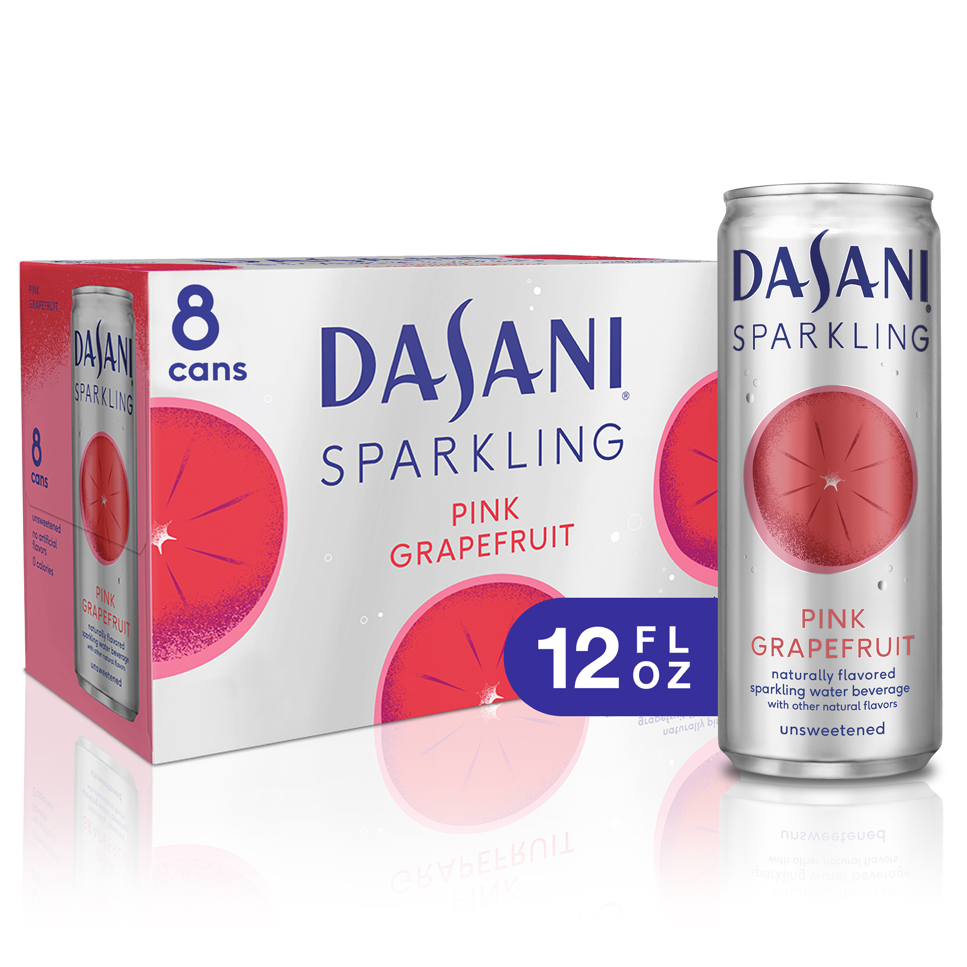 slide 1 of 6, DASANI Sparkling Water Pink Grapefruit Zero Calories, 12 fl oz, 8 Pack, 96 fl oz