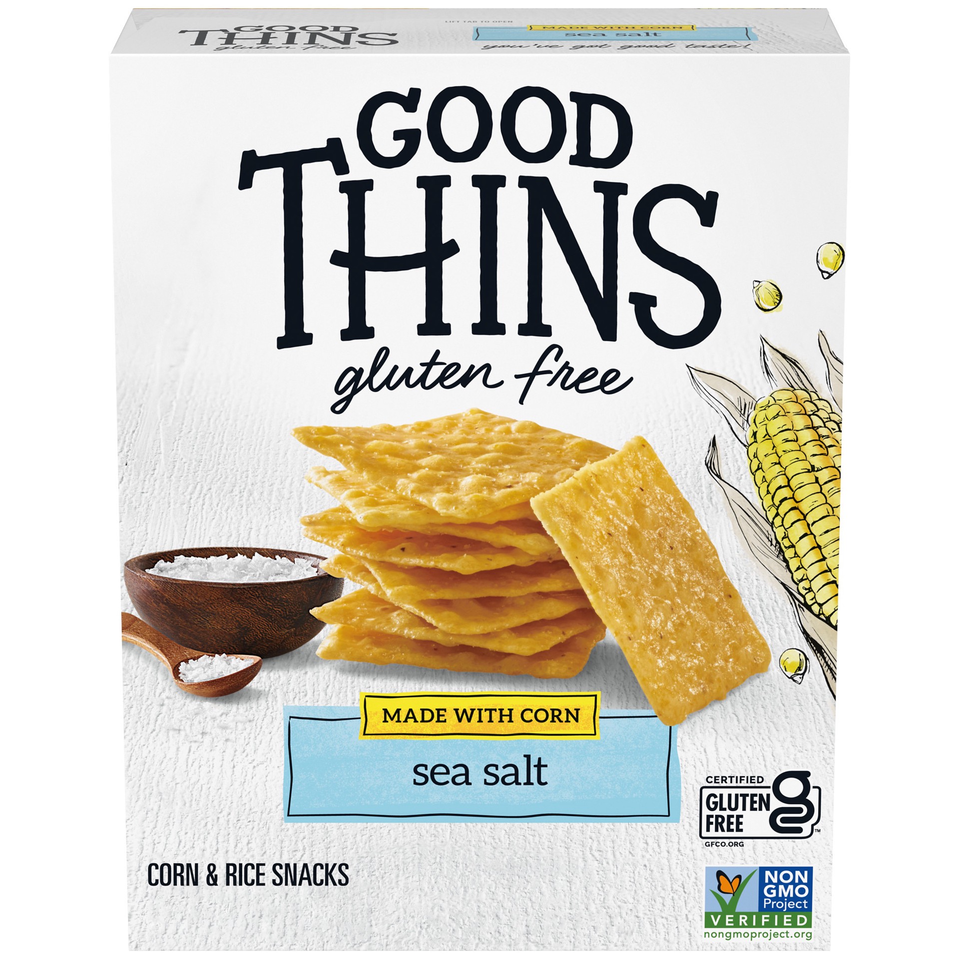 slide 1 of 9, GOOD THiNS Sea Salt Corn Snacks Gluten Free Crackers, 3.5 oz, 3.5 oz