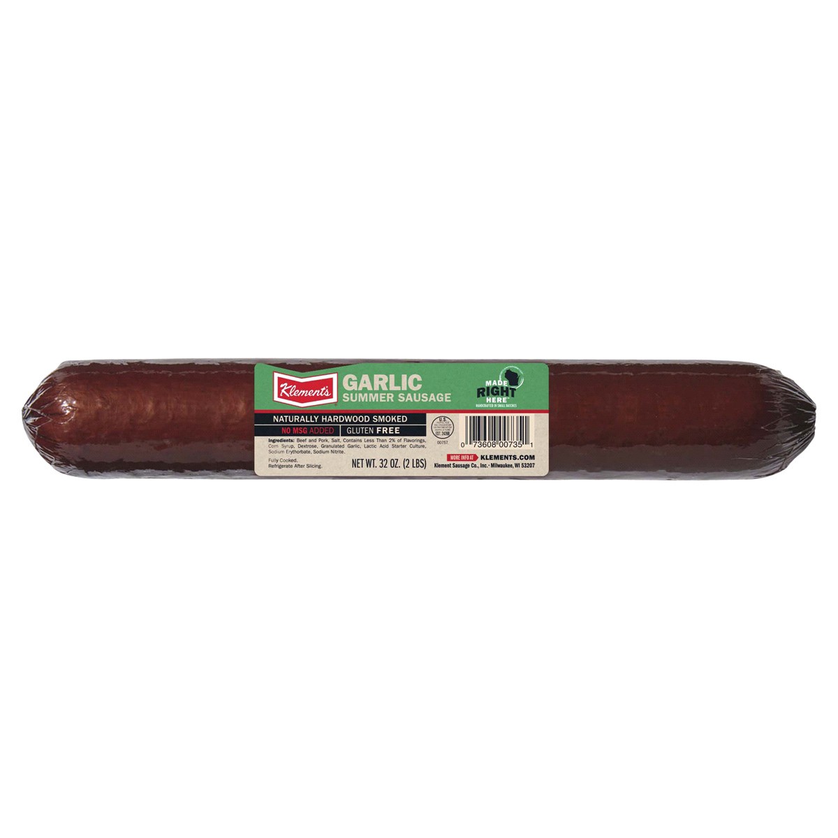 slide 1 of 1, Klements Garlic Summer Sausage 32 oz, 32 oz