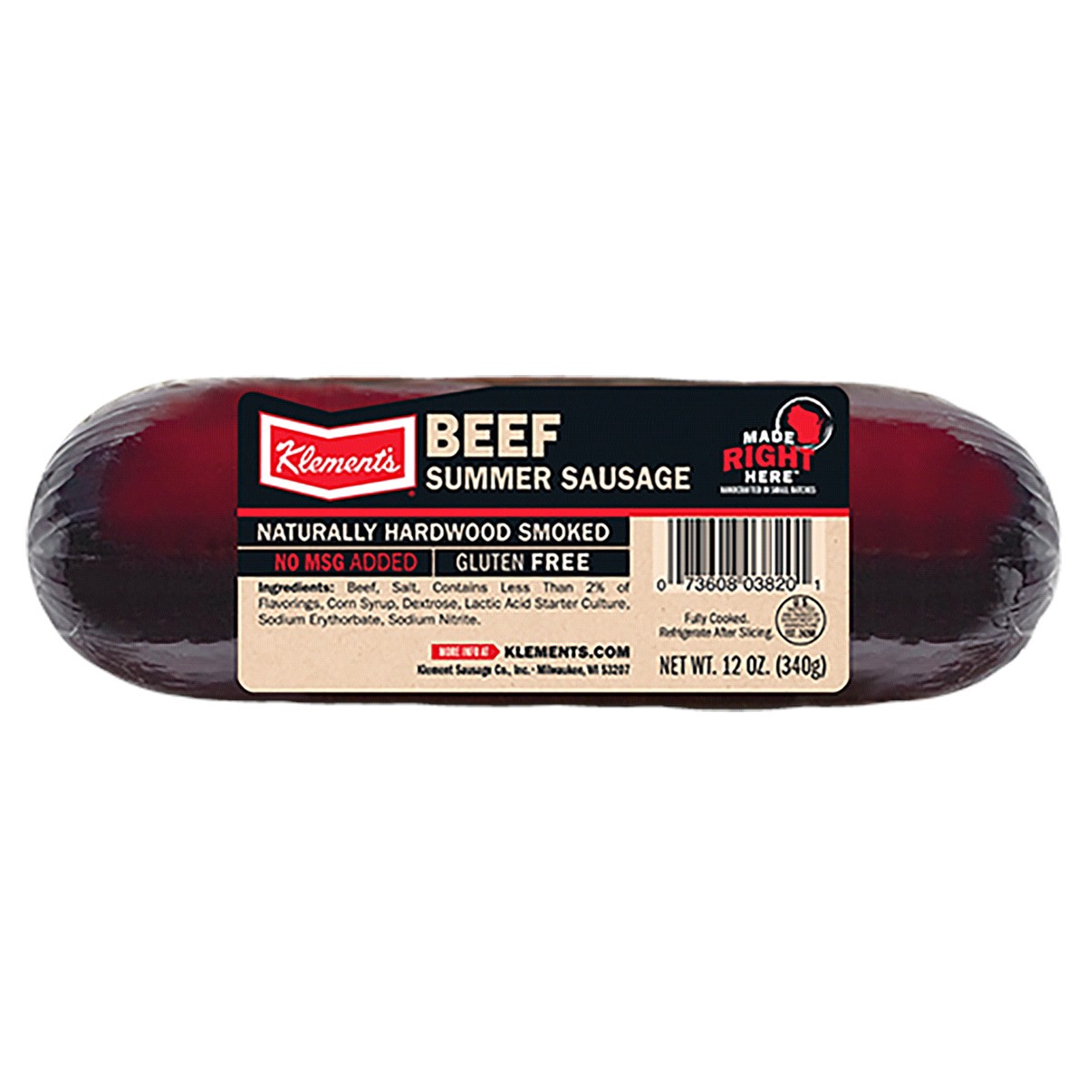 slide 1 of 1, Klements Beef Summer Sausage, 12 oz