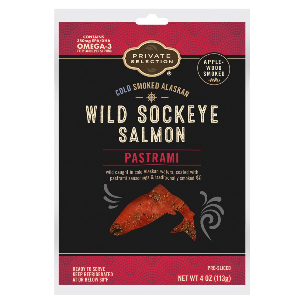 slide 1 of 2, Private Selection Pastrami Wild Alaskan Sockeye Salmon Applewood Smoked, 4 oz