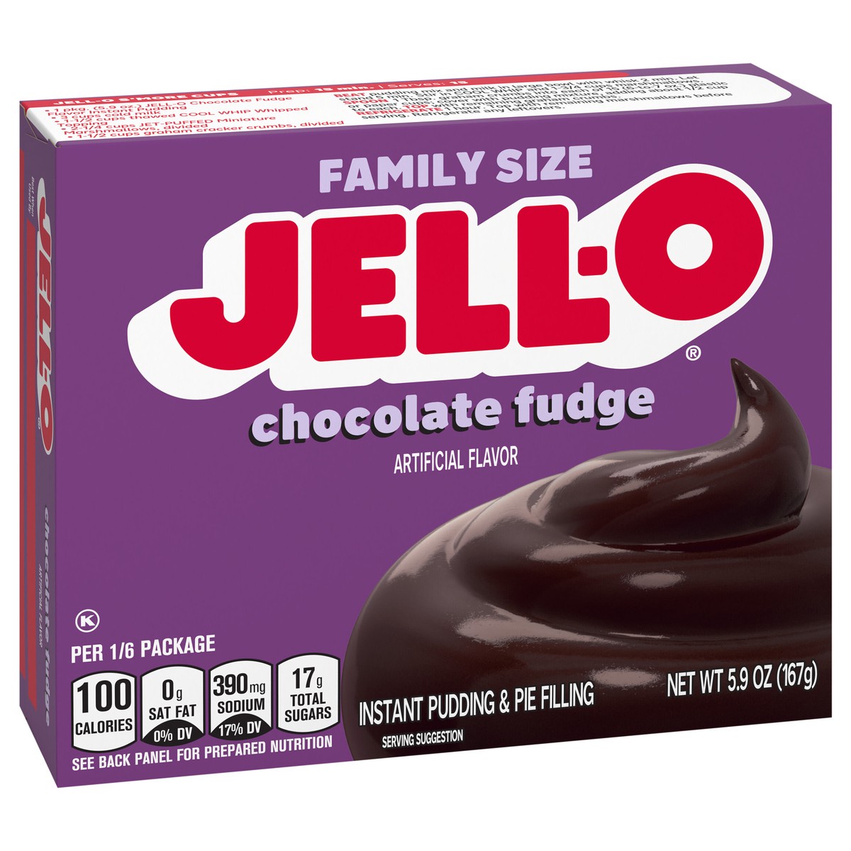 slide 3 of 9, Jell-O Chocolate Fudge Artificially Flavored Instant Pudding & Pie Filling Mix, Family Size, 5.9 oz Box, 5.9 oz