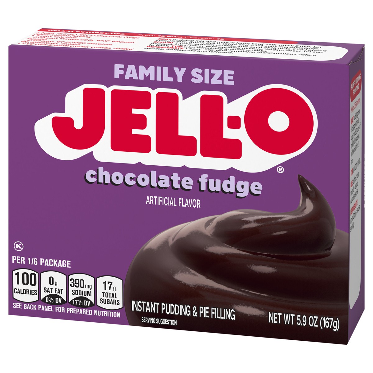 slide 5 of 9, Jell-O Chocolate Fudge Artificially Flavored Instant Pudding & Pie Filling Mix, Family Size, 5.9 oz Box, 5.9 oz