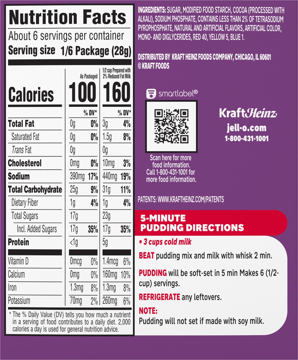 slide 7 of 9, Jell-O Chocolate Fudge Artificially Flavored Instant Pudding & Pie Filling Mix, Family Size, 5.9 oz Box, 5.9 oz