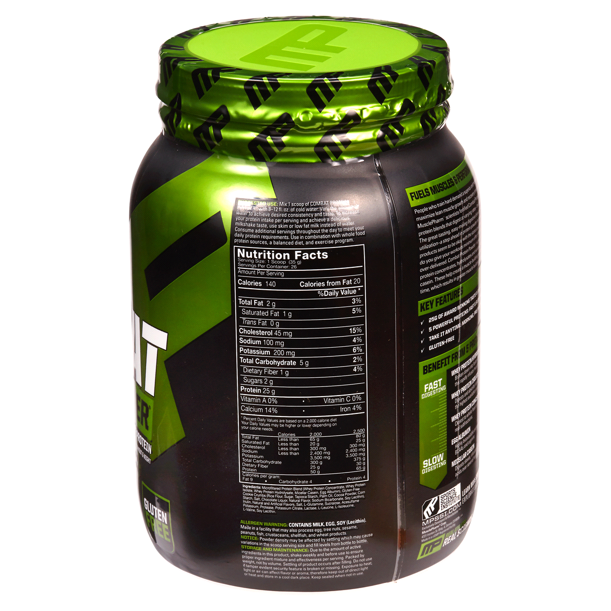 slide 2 of 3, MusclePharm Combat Protein Powder, Cookies & Cream, 2 lb