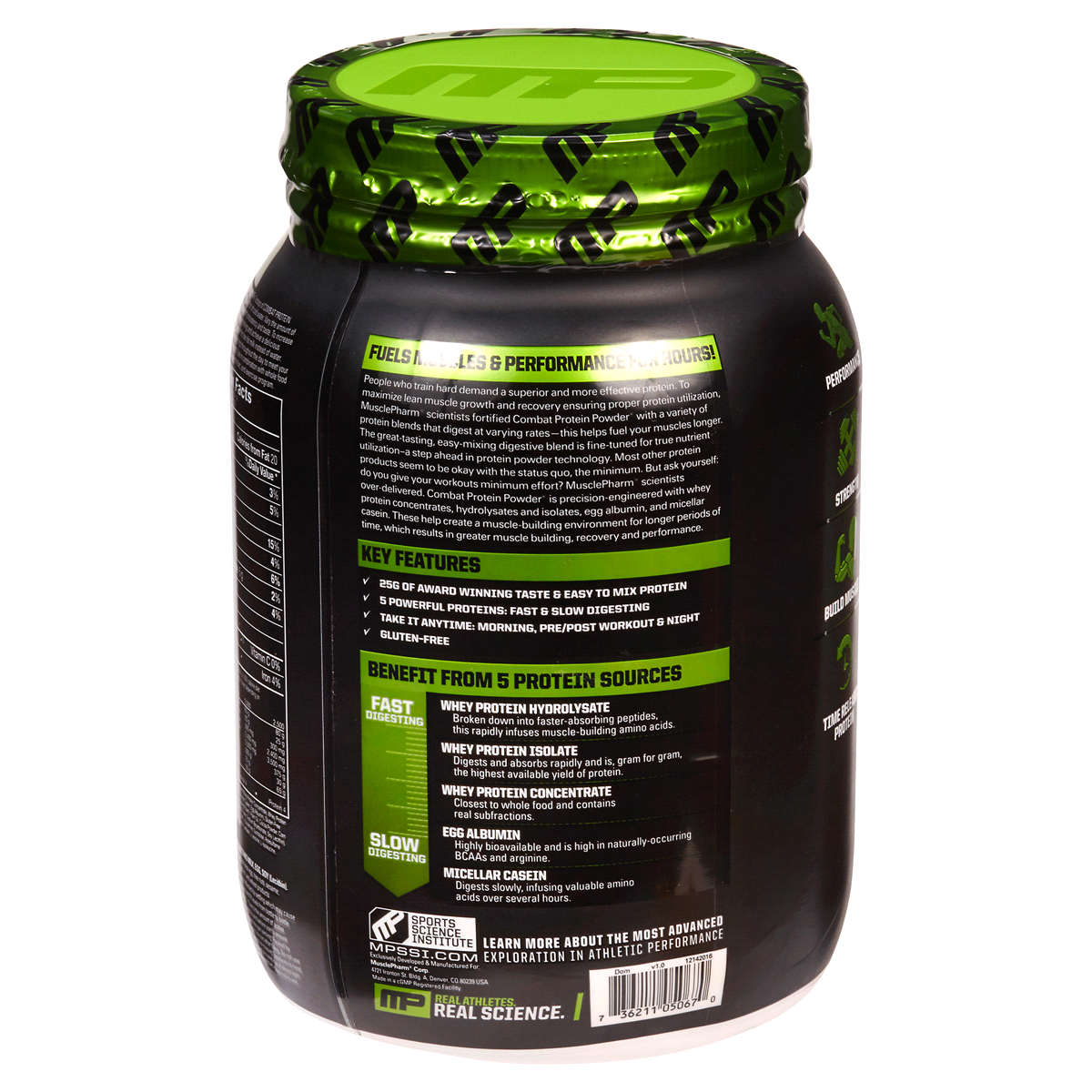 slide 3 of 3, MusclePharm Combat Protein Powder, Cookies & Cream, 2 lb