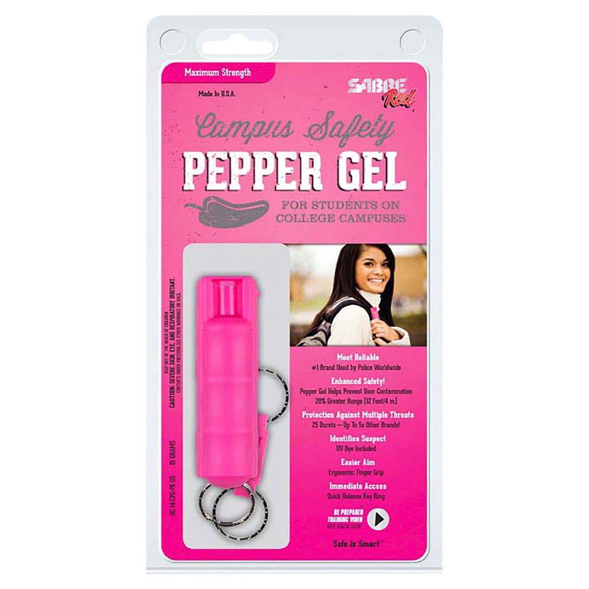 slide 1 of 1, Sabre Campus Safety Pepper Gel with Quick Release Key Ring, 1 ct