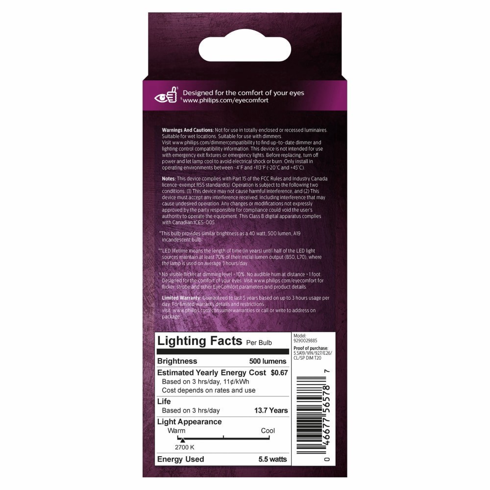 slide 2 of 2, Philips 5.5-Watt (40-Watt) Medium Base A19 Vintage Led Light Bulb, 1 ct